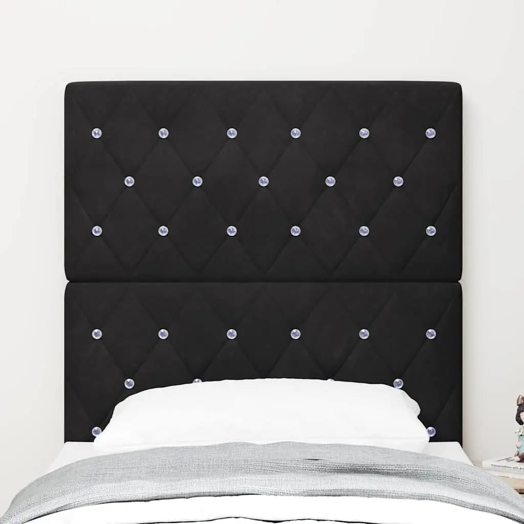 Headboard Black 80cm Modern Bedroom Velvet Upholstered Wall Mount Backrest
