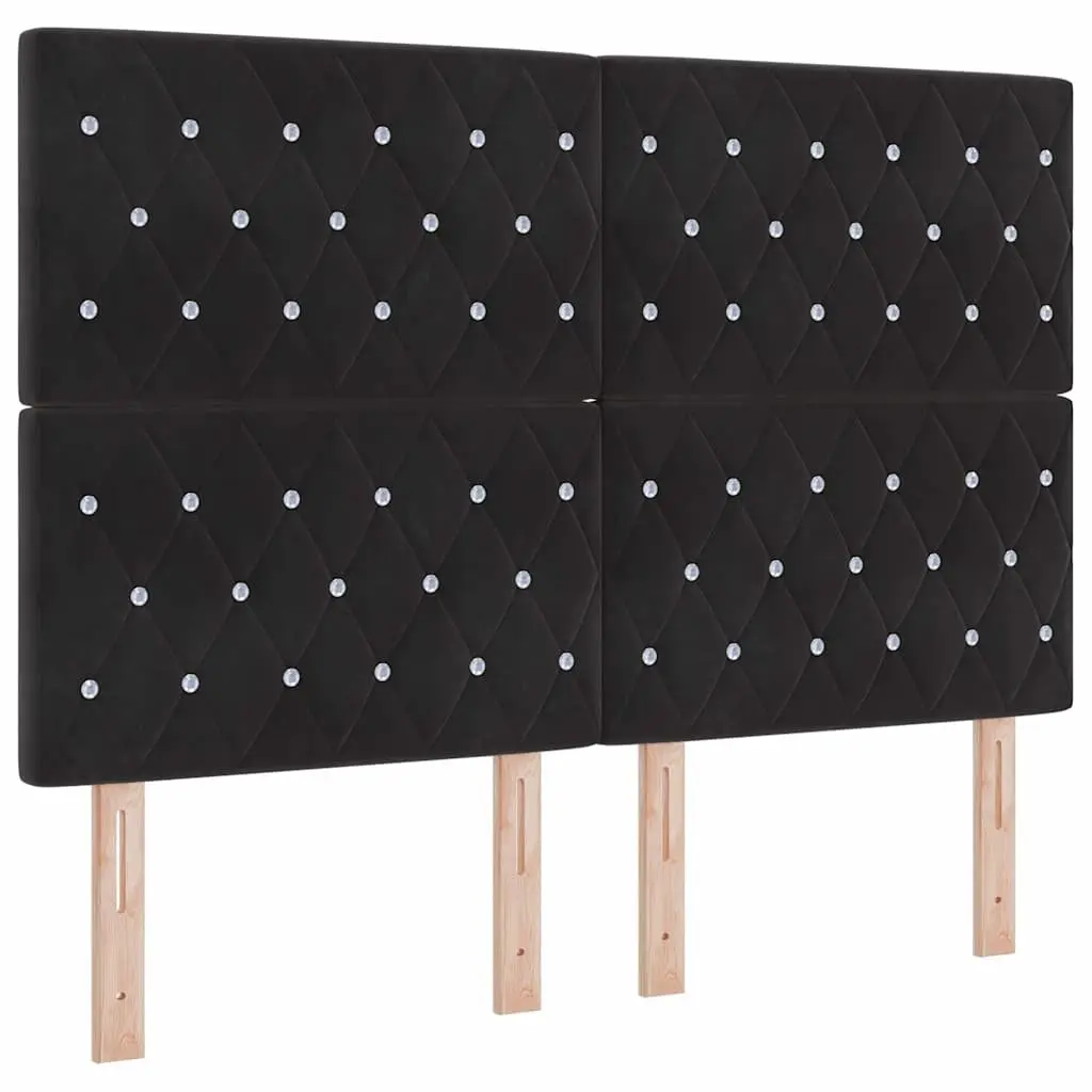 Headboard Black Velvet 160cm Modern Upholstered Adjustable Height Feature Wall