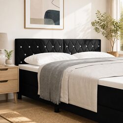 LED Headboard Black 160 cm with RGB Strip Lights Adjustable Height Bedroom