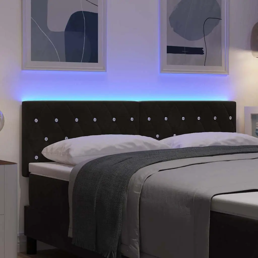 LED Headboard Black 160 cm Adjustable Height with RGB Strip Lights
