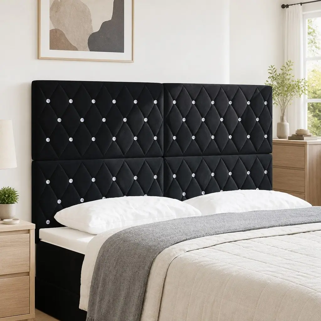 Black LED Headboard with RGB Strip Lighting 160cm
