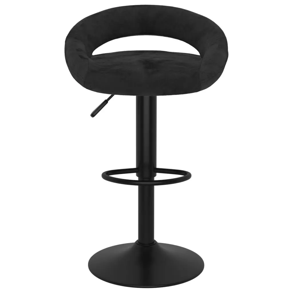Bar Stools Black Velvet Adjustable Height with Footrest 2 Piece