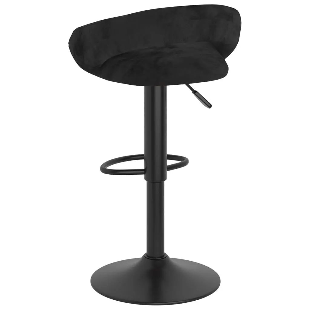 Bar Stools Black Velvet Adjustable Height with Footrest 2 Piece