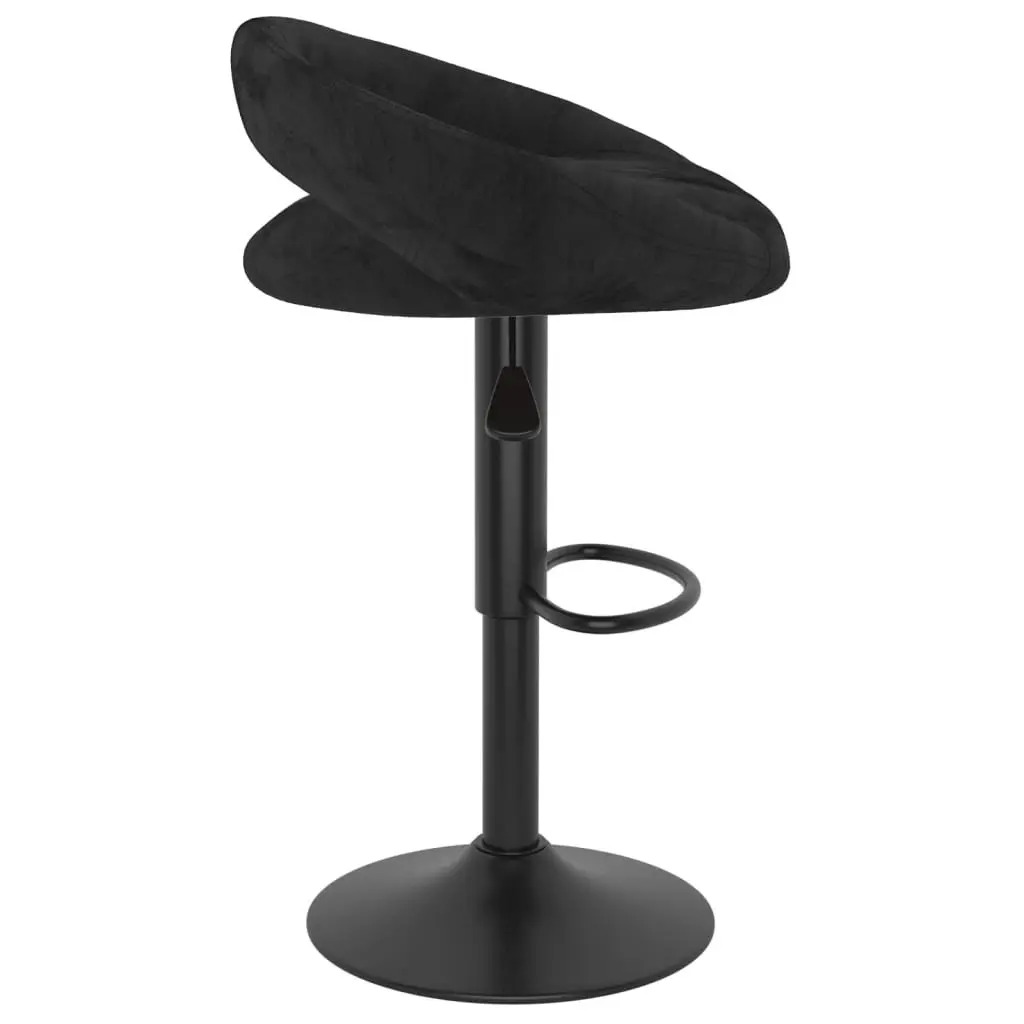 Bar Stools Black Velvet Adjustable Height with Footrest 2 Piece