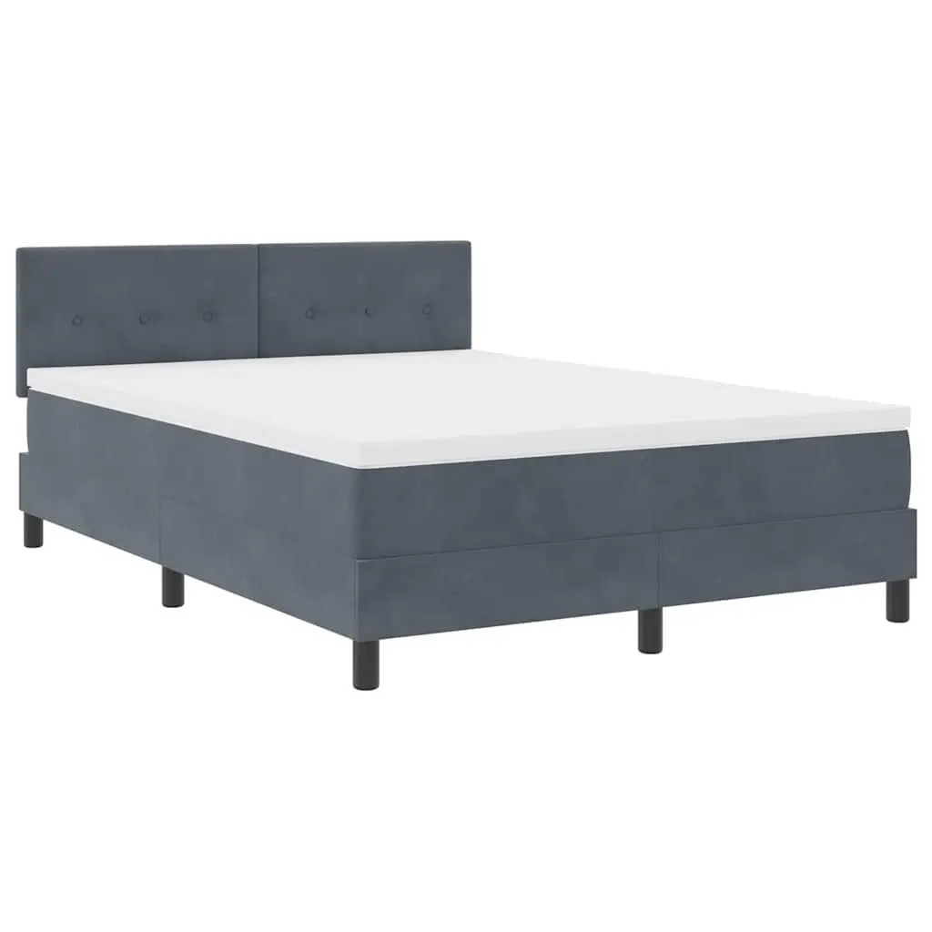 Box Spring Bed Dark Grey White Fabric 152x203cm Adjustable Headboard RGB LED Lights