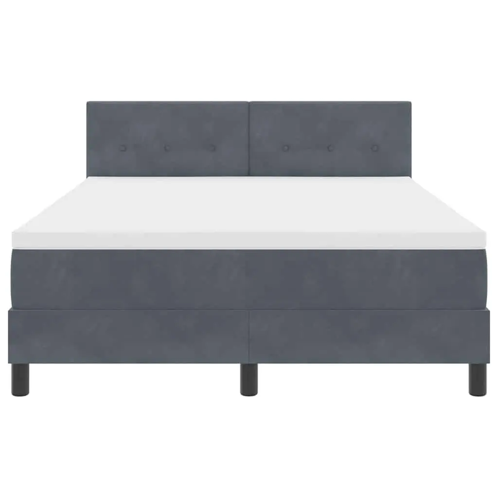 Box Spring Bed Dark Grey White Fabric 152x203cm Adjustable Headboard RGB LED Lights