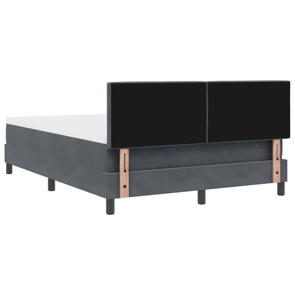 Box Spring Bed Dark Grey White Fabric 152x203cm Adjustable Headboard RGB LED Lights