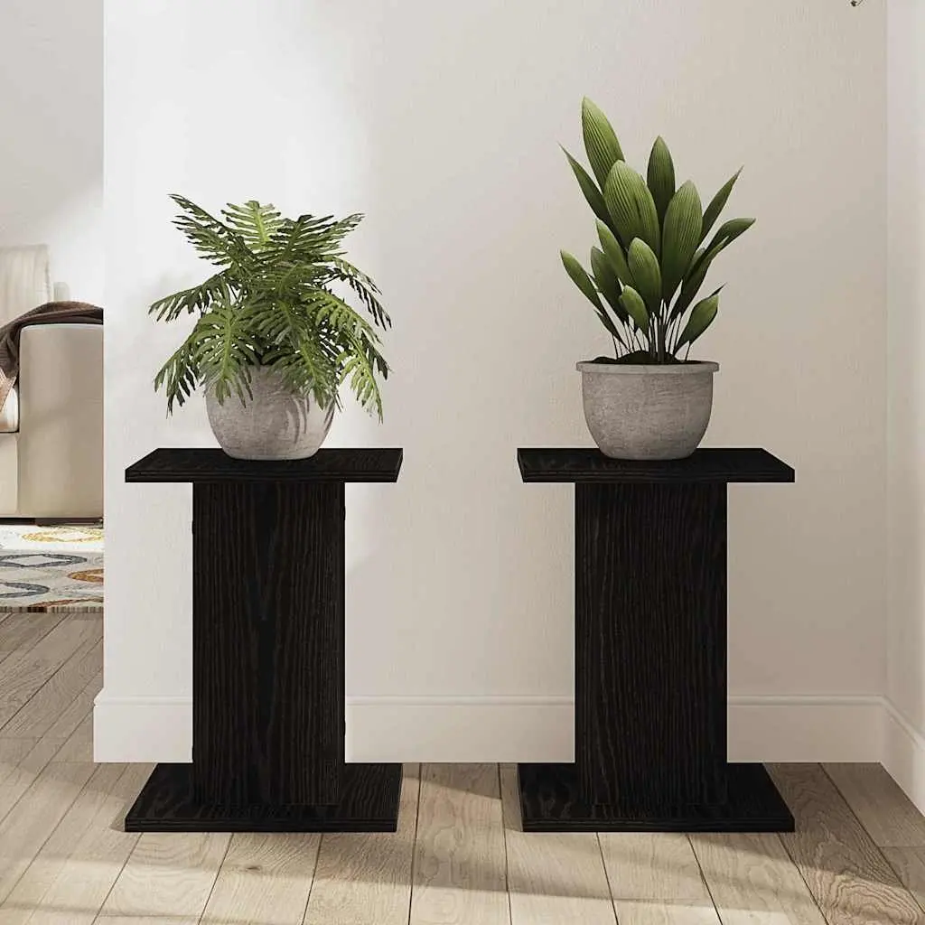Plant Stand Black 30x30x40cm Modern Indoor Outdoor Display Holder 2 Piece