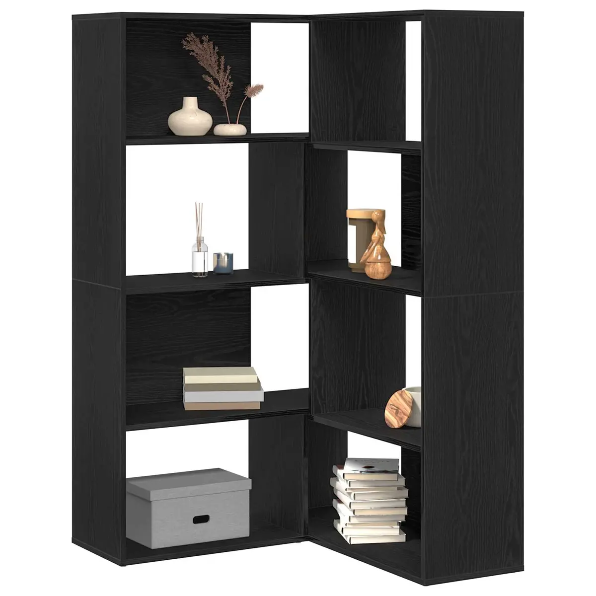 Engineered Wood Wardrobe Black Oak 85 x 85 x 140 cm 6-Tier Storage Cabinet
