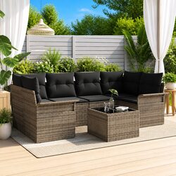 Compact and Stylish 7-Piece Outdoor Sofa Set in Grey