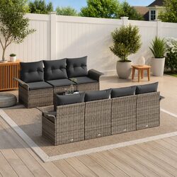 Sleek 8pc Garden Sofa Set: Comfort Meets Functionality