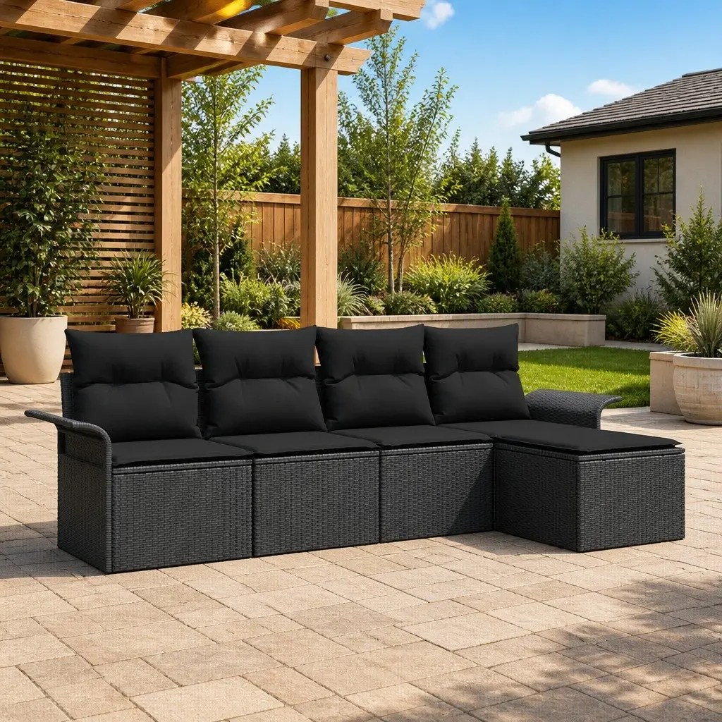 5-Piece Modular Outdoor Sofa Set in Black for Relaxation