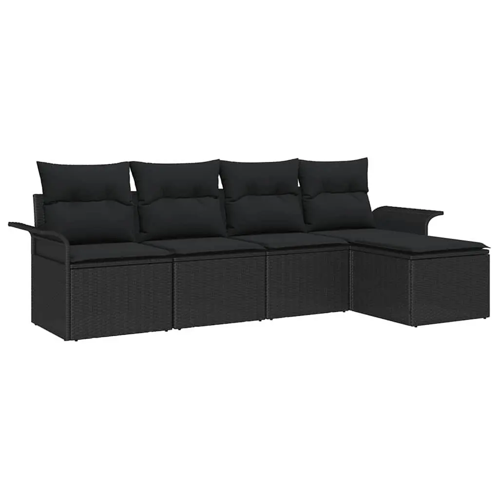 5-Piece Modular Outdoor Sofa Set in Black for Relaxation