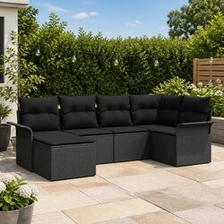 Compact 6-Piece Outdoor Sofa Set with Adjustable Table