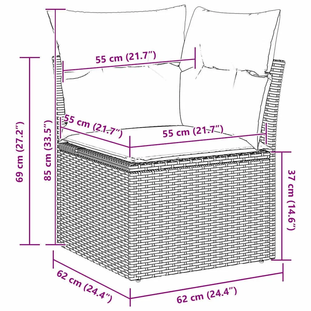 Garden Sofa Set 10 Piece Black Poly Rattan Outdoor Furniture with Cushions