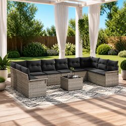 Compact and Stylish 11-Piece Grey Garden Sofa Set