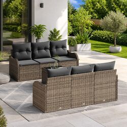 Compact Grey Garden Sofa Set with Glass Table for Relaxation