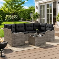 Compact Grey Outdoor Garden Sofa Set for Modern Living