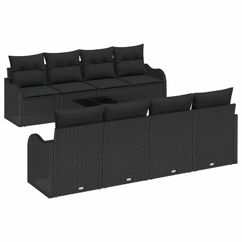 Garden Sofa Set Black Modular Outdoor Patio Furniture Poly Rattan Seating