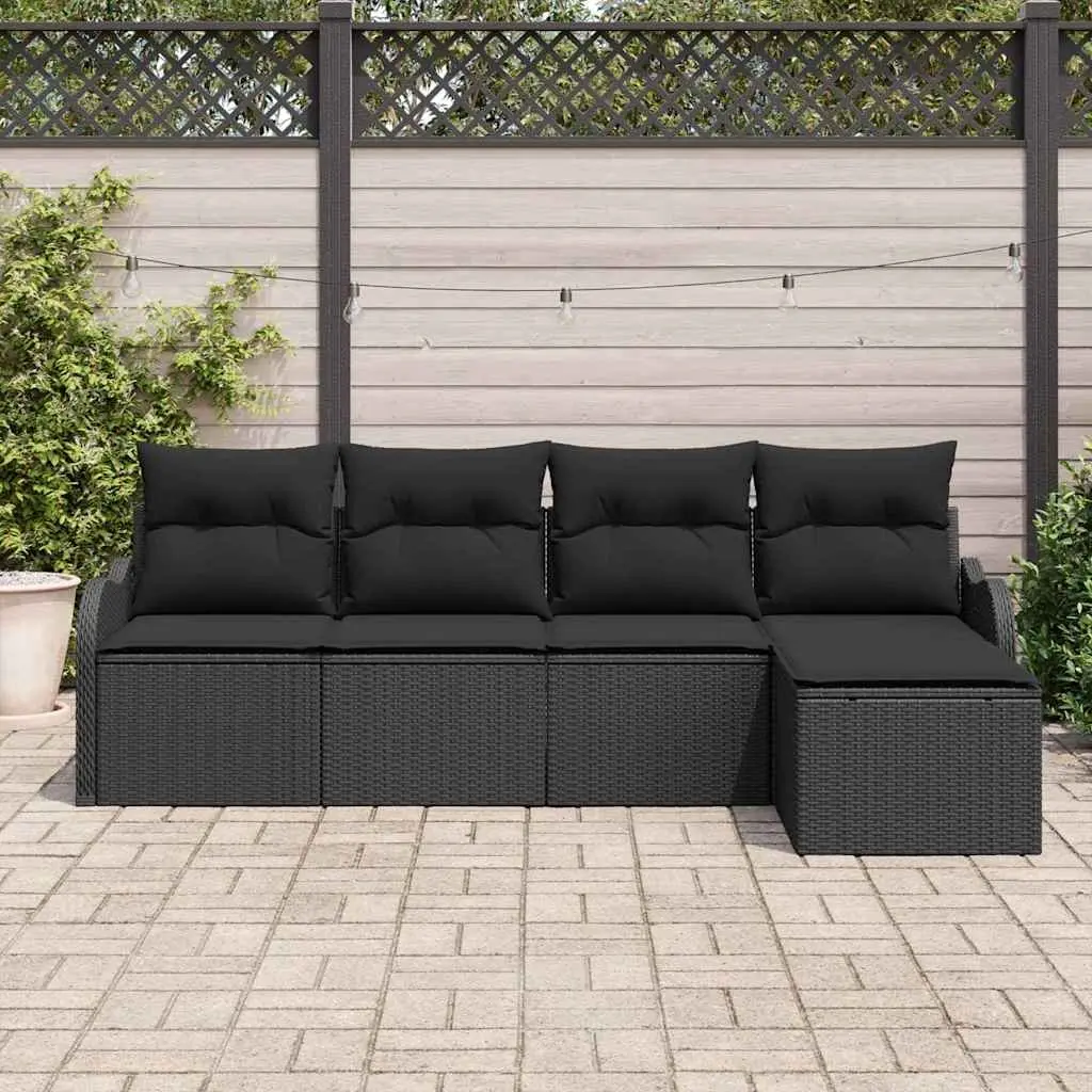Garden Sofa Set Black Poly Rattan Outdoor Furniture Modular Patio Lounge Terrace