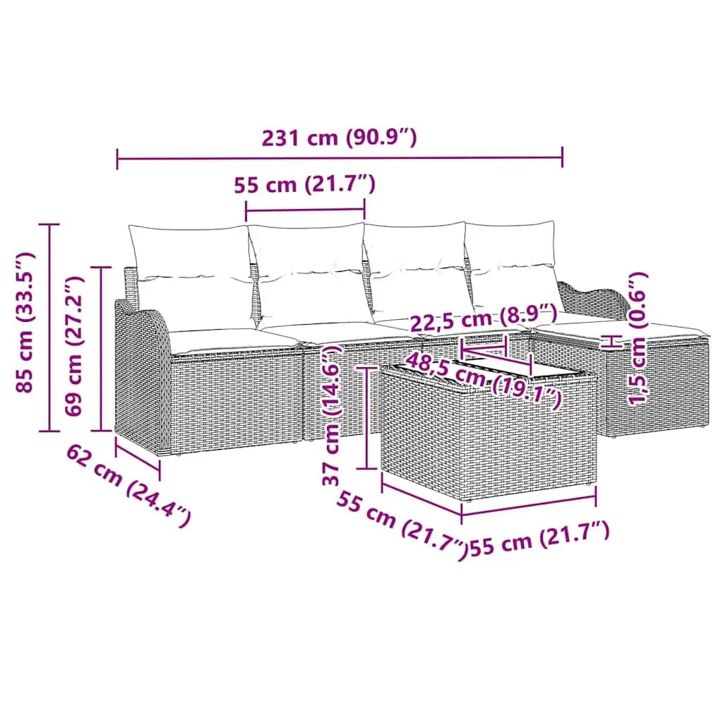 6-Piece Modular Garden Sofa Set for Relaxing Outdoors