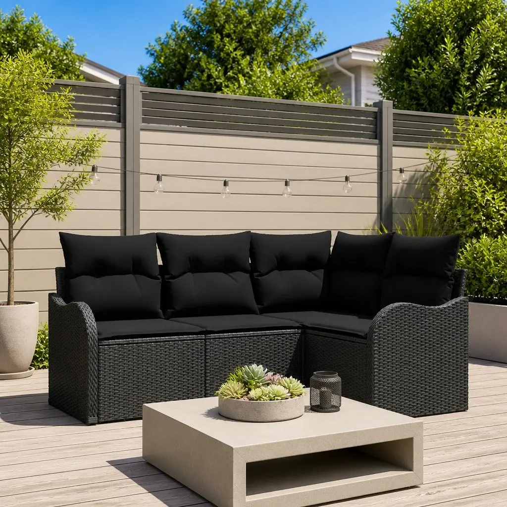 Black Garden Sofa Set for Outdoors