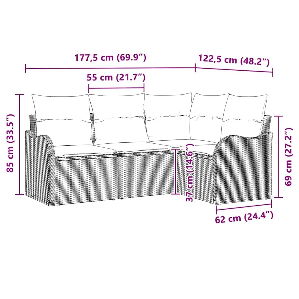 Black Garden Sofa Set for Outdoors