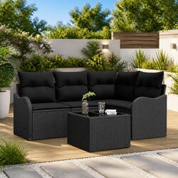 Concise Black Modular Garden Sofa Set Features