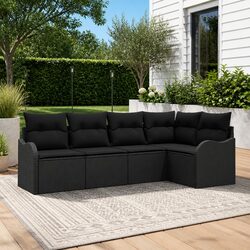 Compact and Durable Black Garden Sofa Set for Outdoors