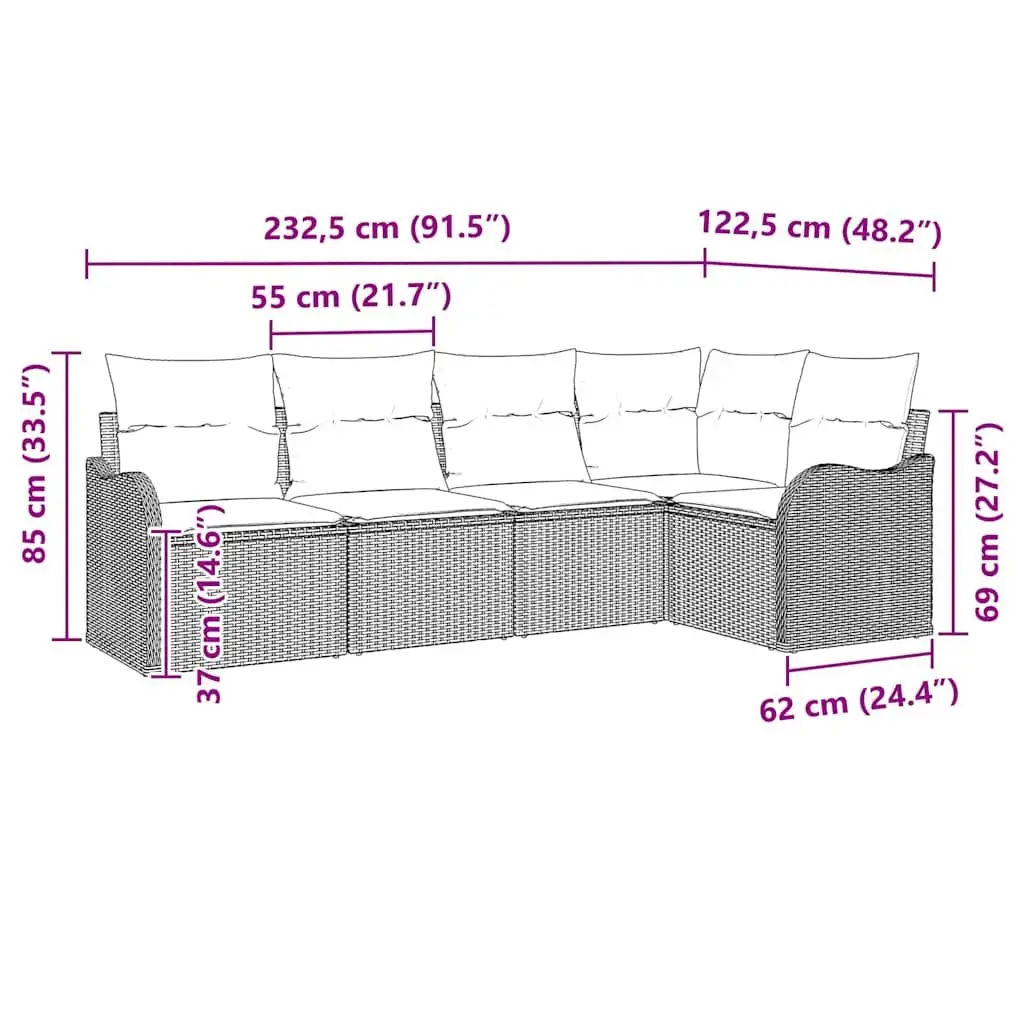 Black Garden Sofa Set for Outdoors