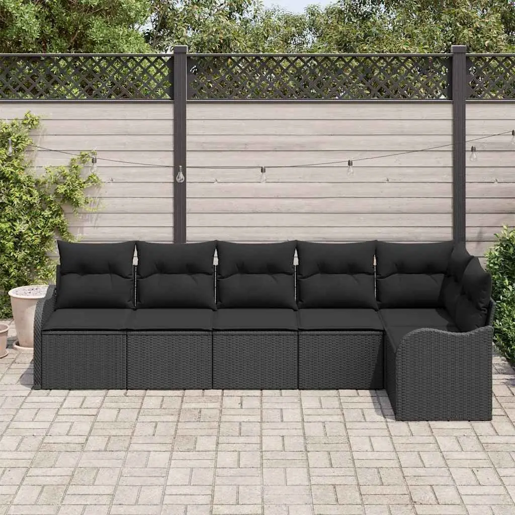 Outdoor Garden Sofa Set Black Modular Poly Rattan Furniture