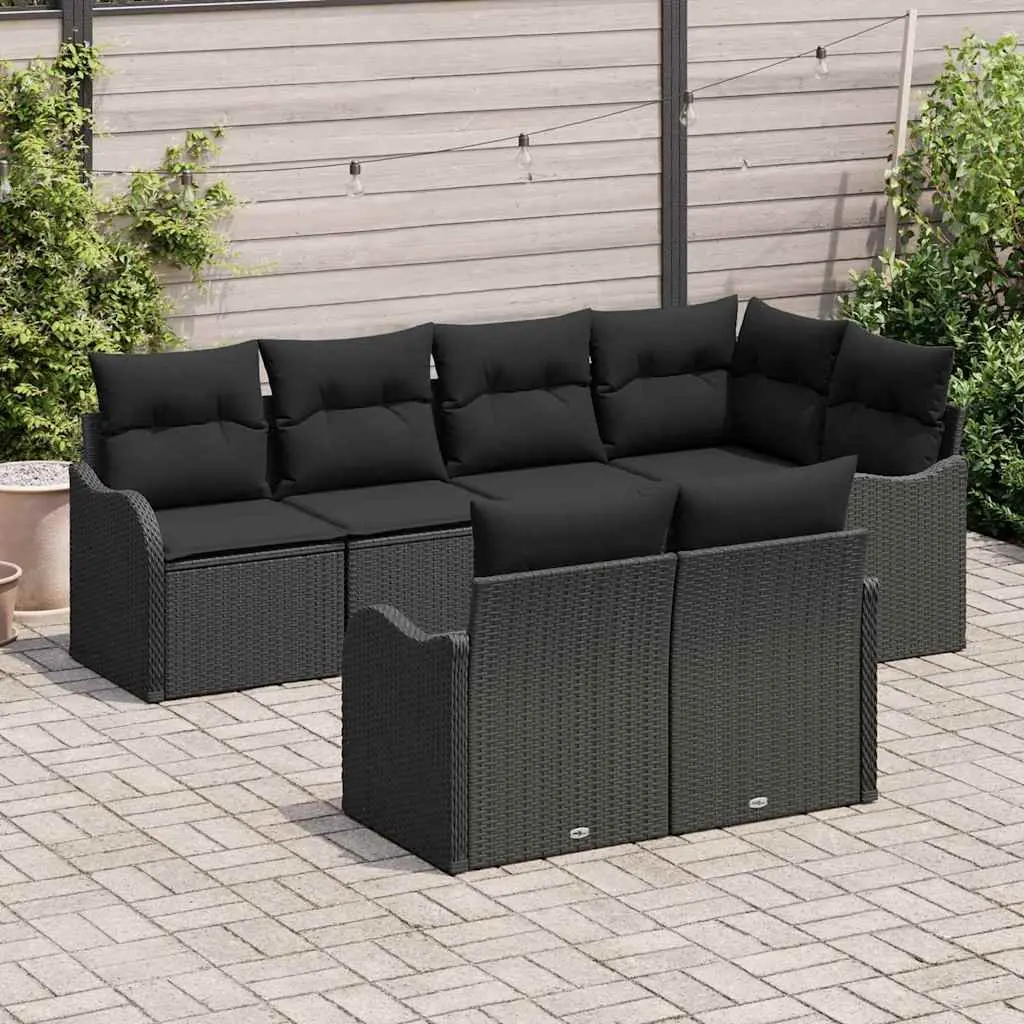 Black Poly Rattan Garden Sofa Set Modular Outdoor Furniture Corner Seat