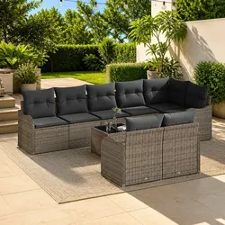 Concise Overview: 9-Piece Grey Garden Sofa Set