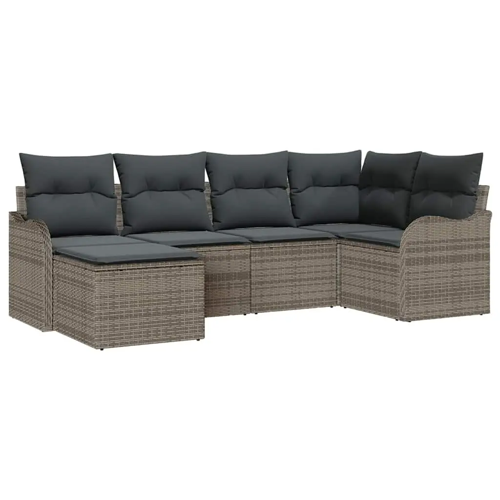 Garden Sofa Set 6 Pieces Grey Outdoor Furniture Patio Lounge Seating