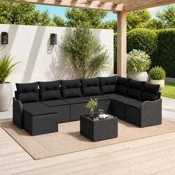 Concise 9-Piece Garden Sofa Set for Outdoor Living