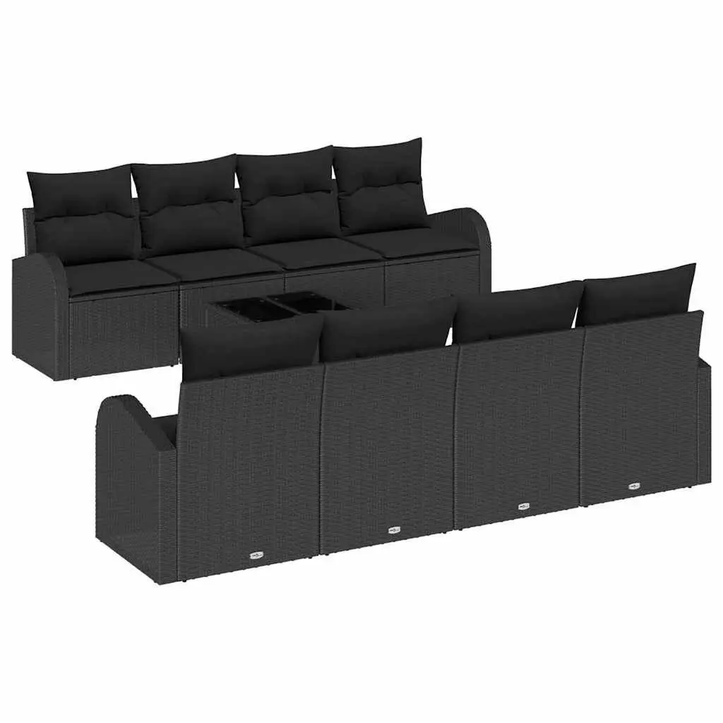 Outdoor Garden Sofa Set Black Poly Rattan Modular Patio Furniture with Coffee