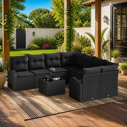 Concise Black Modular Outdoor Garden Sofa Set