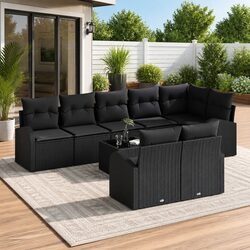 Concise Overview of 9-Piece Black Garden Sofa Set