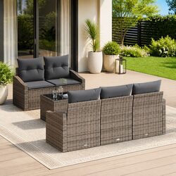 Compact 6-Piece Grey Outdoor Sofa Set