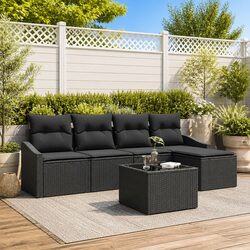 Compact and Stylish Black Outdoor Sofa Set
