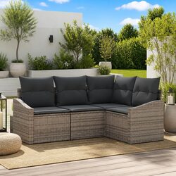 Concise Outdoor Sofa Set: 4-Piece Grey Rattan Furniture
