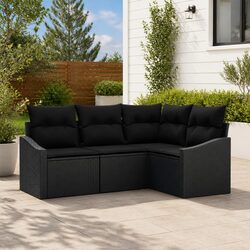 Compact and Durable 4-Piece Outdoor Sofa Set in Black