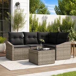 Concise 5-Piece Grey Outdoor Sofa Set