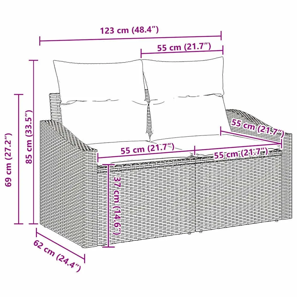 Outdoor Garden Sofa Set Black 6 Piece Rattan Patio Furniture with Storage