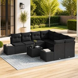 Compact 9-Piece Garden Sofa Set: Comfort and Style