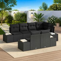 Concise 7-Piece Outdoor Sofa Set in Black