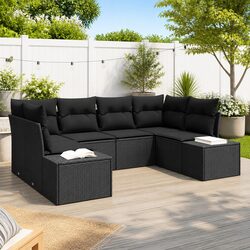 Compact and Stylish 6-Piece Garden Sofa Set in Black