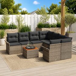 Concise 9 Piece Grey Modular Outdoor Furniture