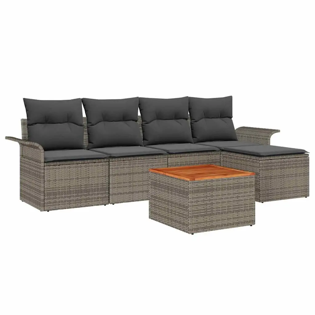 Garden Sofa Set Grey 6 Piece Modular Outdoor Furniture Patio Lounge Poly Rattan