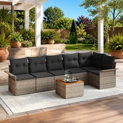 Concise 7pc Modular Garden Sofa Set Overview